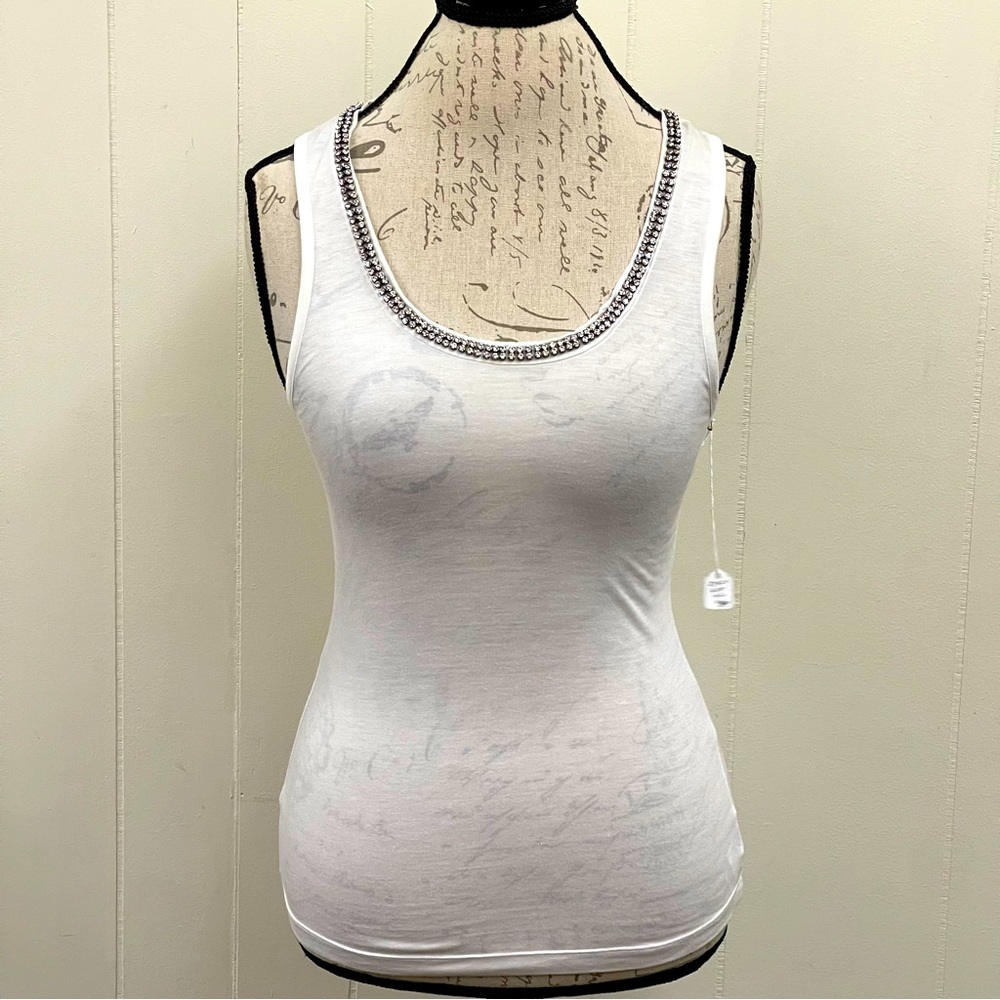 LALTRAMODA white rhinestone embellished top